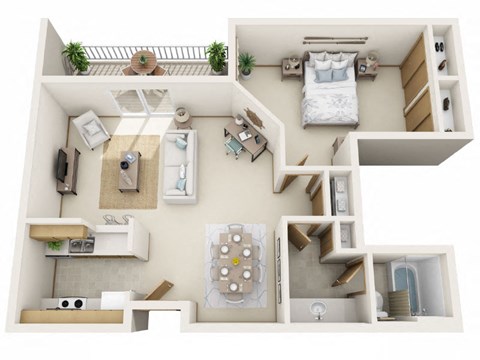 A3 Floor Plan at Rivers Edge Apartments, Waukesha, WI, 53186